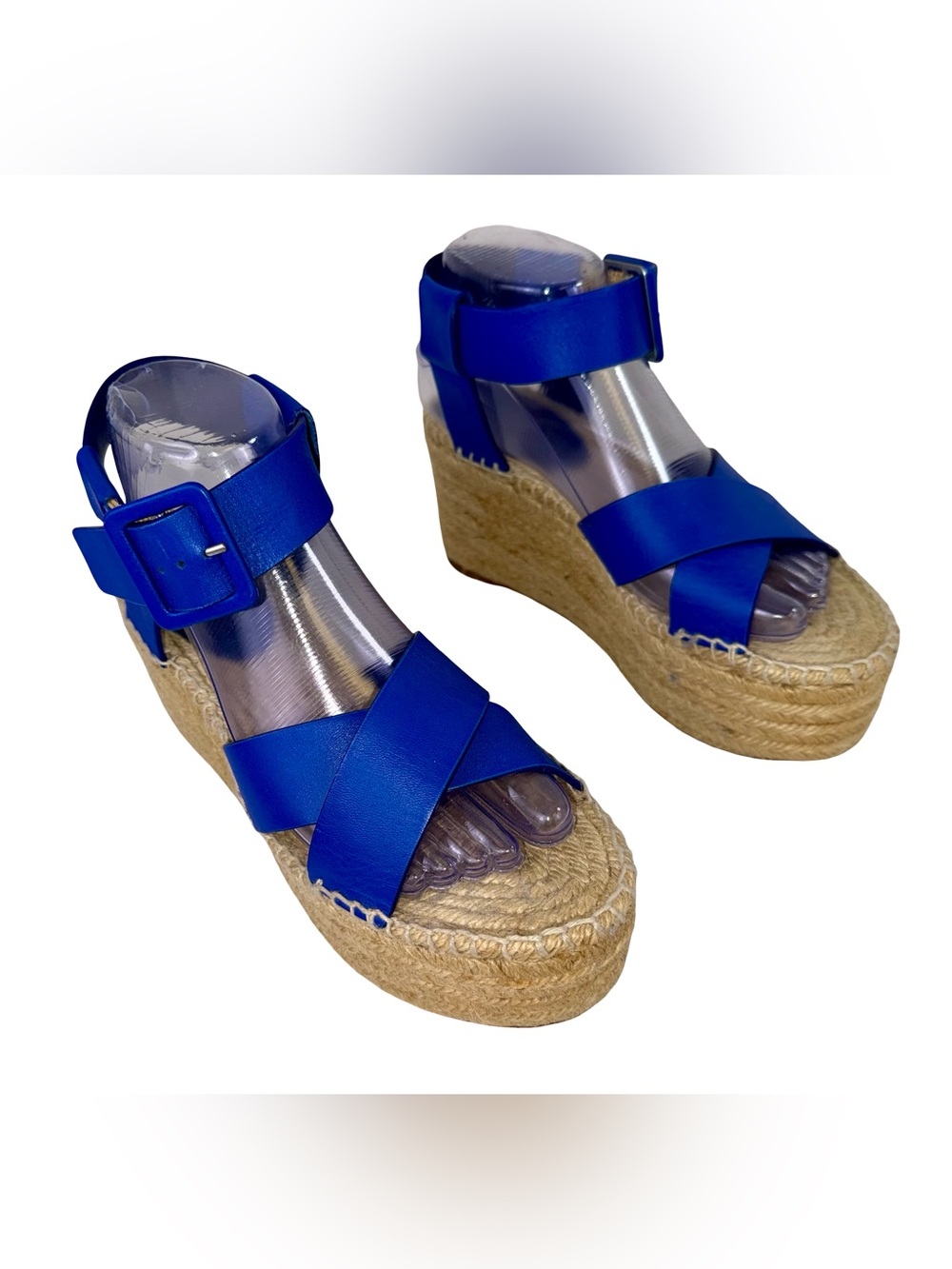 CELINE LEATHER CROSS-STRAP PLATFORM ESPADRILLE WEDGE SANDALS